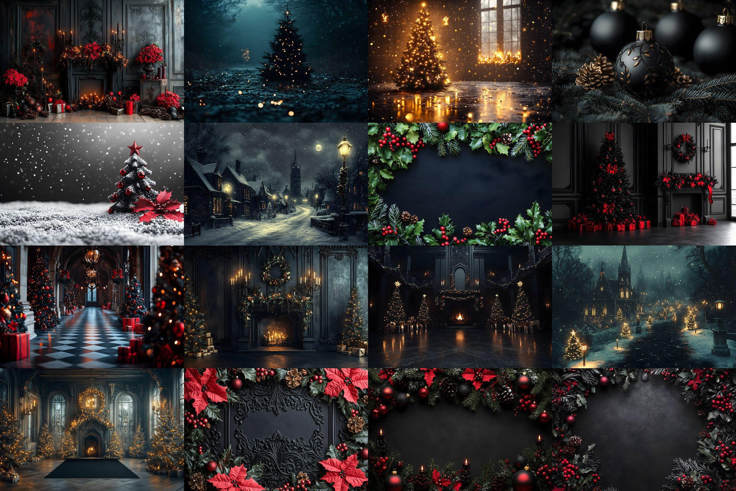 Gothic Christmas Backdrops, Black Christmas Backgrounds, Gothic Festive Dark Hue Xmas, Photography, Photoshop - 3:2 Ratio - 00x00px