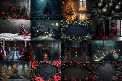 Gothic Christmas Backdrops, Black Christmas Backgrounds, Gothic Festive Dark Hue Xmas, Photography, Photoshop - 3:2 Ratio - 00x00px