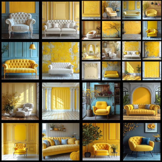 Yellow Pastel Room Digital Backdrop, Square Photography Background for Etsy Shop, Product Flat Lay, Social Media Mockup, Commercial Use