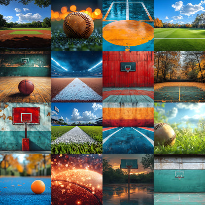 Sports Photography Backdrop Bundle, Action Scene Digital Backgrounds for Athlete Portraits, Team Photo Day, High Resolution Images
