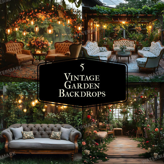 Vintage Garden Backdrops - 96x96px Digital Photography Overlays for Studio Portraits Wallpaper Backgrounds  Photoshop Composites