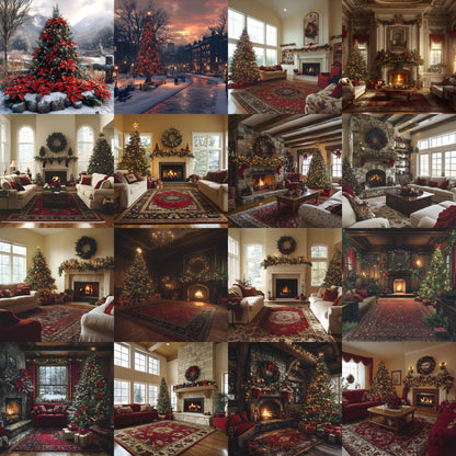 Classic Christmas Backdrops, Digital Backdrop, Santa Christmas Backdrop For Kids Family, Festive Digital Download Christmas Background