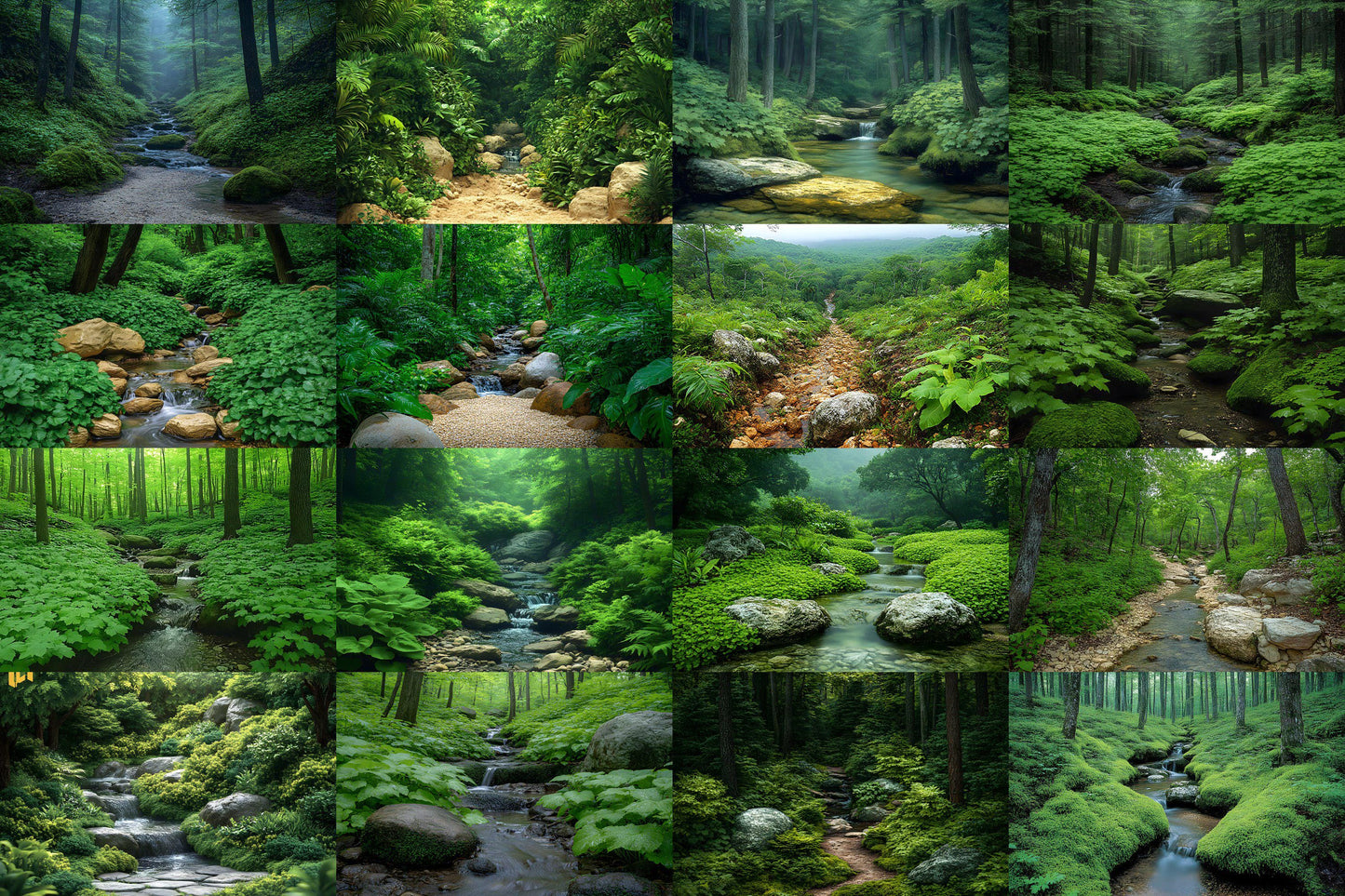 Emerald Ravine Forest Backdrops - Woodland Backgrounds, Lush Green Trees, Nature - Perfect for Photoshop Composites Master Overlays