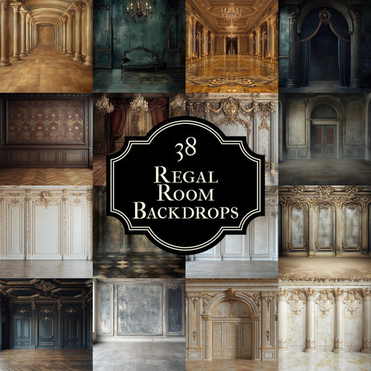 Regal Room Digital Photography Backdrop -  Elegant Studio Backdrops For Photographers, Wedding & Senior Backdrops - Digital Background