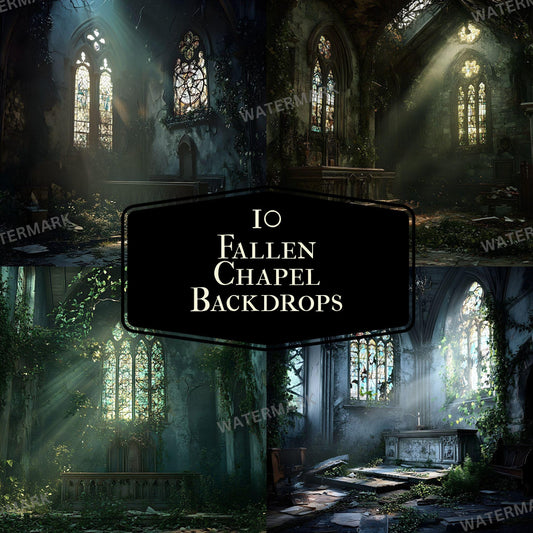 Fallen Chapel Backgrounds - Photography Backdrops - Photoshop Composites - High-Resolution - Gothic Backdrops - Wallpaper Background