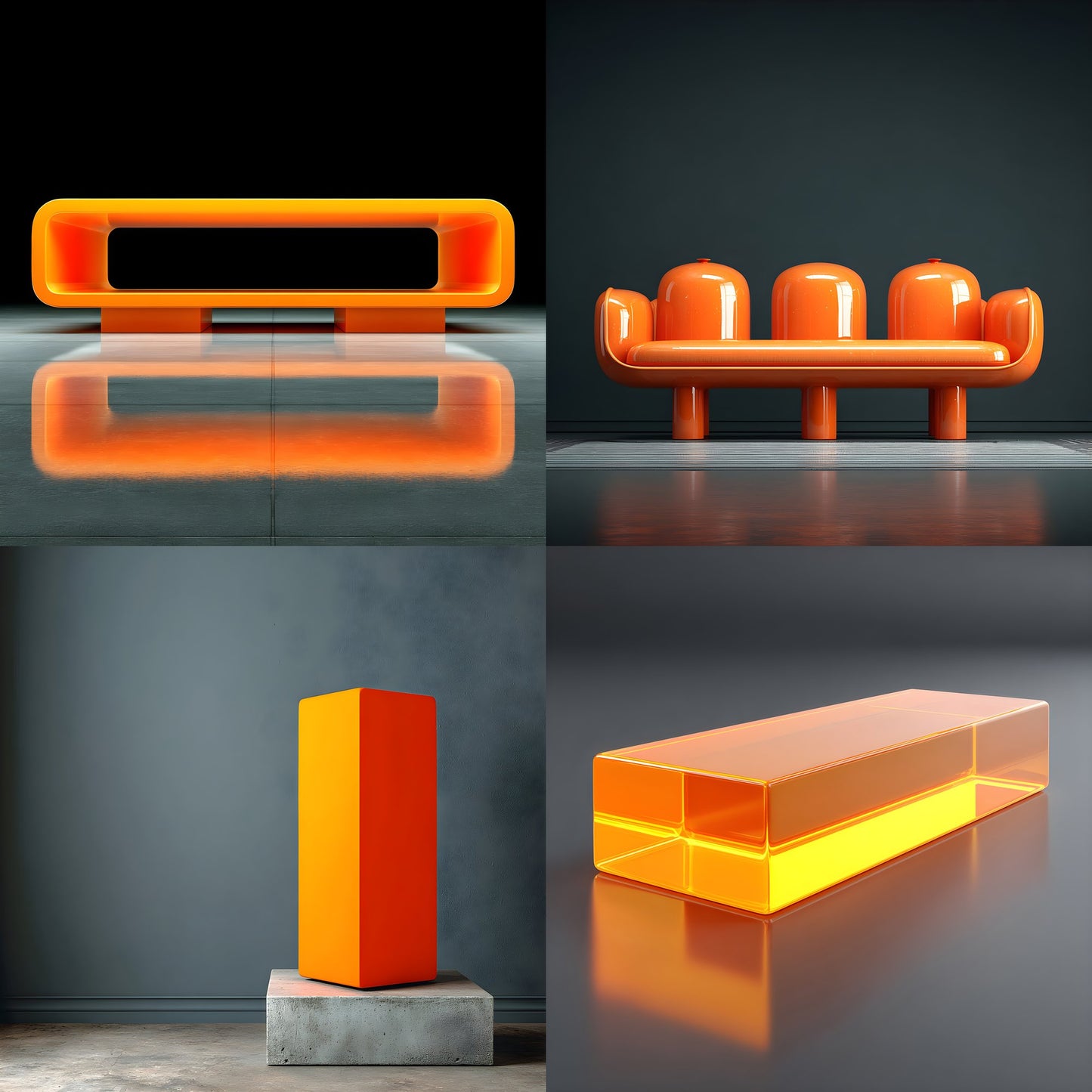 Orange Pedestal Photography Backdrop, Black Background, Square Photo Prop, Product Display Digital Background, Modern Still Life Photography