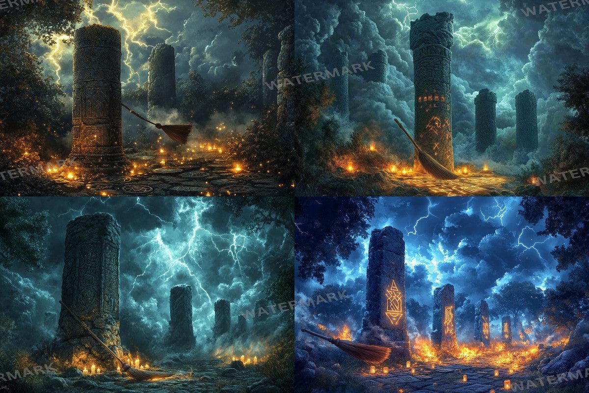 WITCH BROOMSTICK BACKDROPS - Digital Photo Editing Overlay - Warm Aesthetic for Artists  Photographers