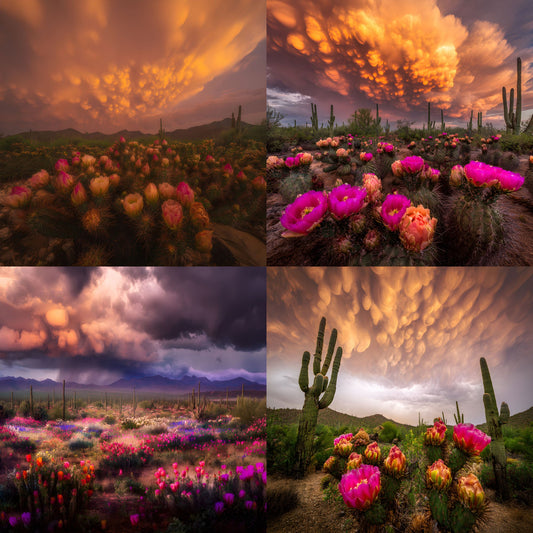 Arizona Desert Photography Backdrop, Southwestern Bloom Digital Background, Photo Booth Prop, Online Meeting Virtual Background