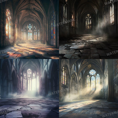 Abandoned Cathedral Digital Backdrops for Portrait Photography - 96x96px Photoshop Composites