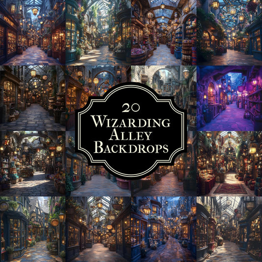Wizarding Alley Photography Backdrops, Enchanting Wizarding World Background - Perfect for Witchcraft and Wizardry Themes