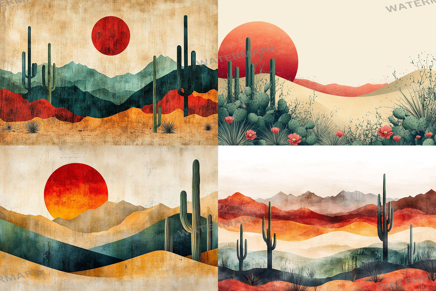 Modern Desert Geometry Backdrops, Abstract Digital Backgrounds, Minimalist Landscape Photography, Geometric Architectural Composites