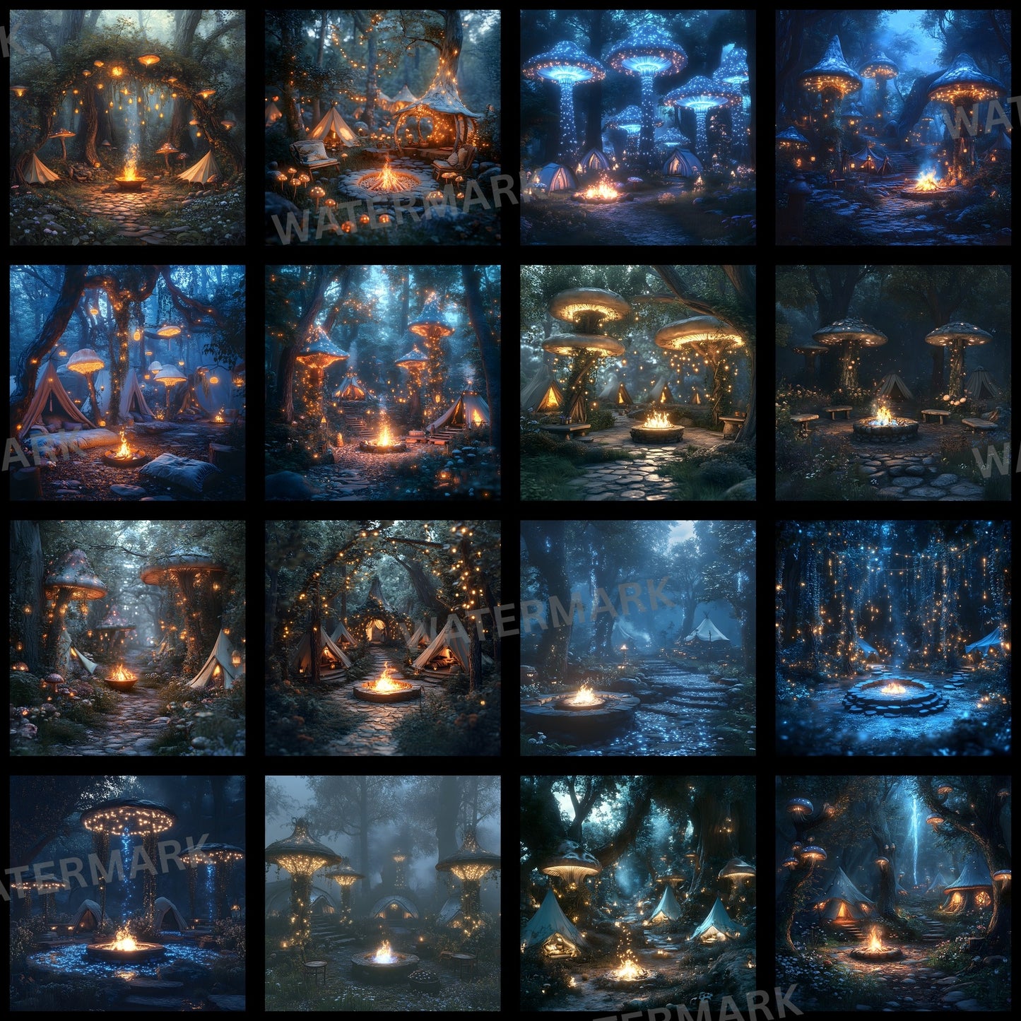 Woodland Elf Digital Backdrop Set, Fantasy Forest Backgrounds for Photography, Magical Square Images for Storytelling, Enchanted Realm Photo Overlays