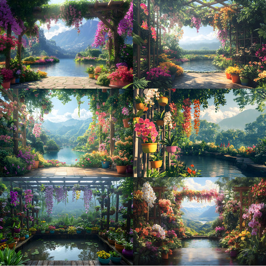 Orchid Garden Digital Backdrop, Botanical Photography Background, Floral Photo Prop High-Res Image, Fairytale Portrait