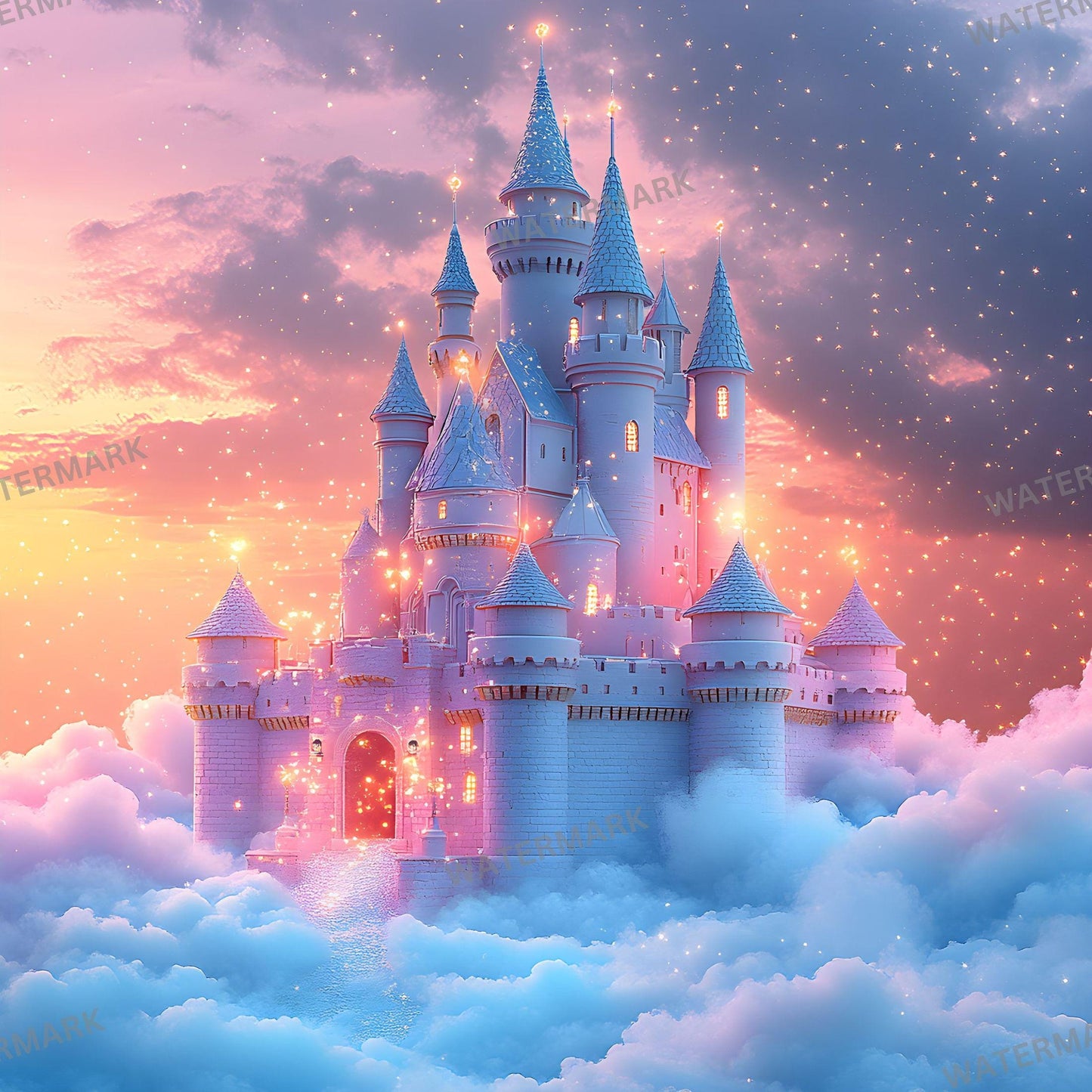 Fairytale Castle Digital Photography Backdrop Overlay for Studio Portraits 96x96px Enchanted Wallpaper Backgrounds