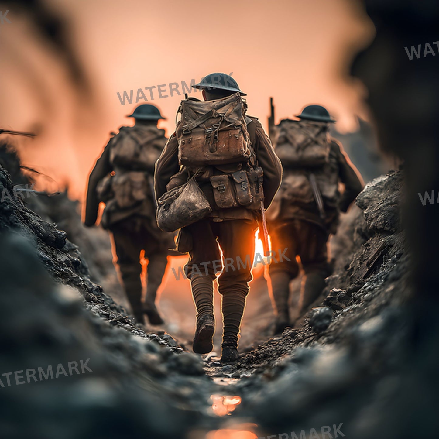 World War Battlefield Digital Backdrop, Grunge Photography Background, Military Photo Prop, for Social Media, Dramatic Scene Setter