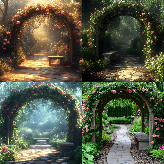 Secret Garden Arbour Digital Backdrop, Floral Arbour Background, Photography Backdrop, Wedding Arbour, Spring Garden Photo Background, Landscape