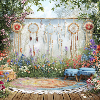 Bohemian Wedding Backdrop with Dreamcatchers | Floral & Macrame Wedding Decor | Boho Chic Ceremony, Reception Backdrops, Maternity Backdrops