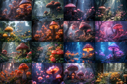 Magic Mushroom Forest Backgrounds - TV wallpaper Backgrounds, Enchanted Forest, Glowing Mushrooms, Mushroom Digital Backdrops, TV Background