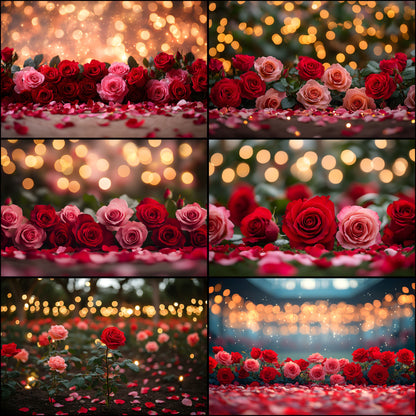 Valentine's Day Backdrop, Rose Garden Background, Digital Photography Prop, Romantic Photo Booth, Floral Portrait, Wedding Scene, Valentine