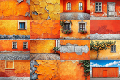 Orange Textured Wall Photography Backdrop PNGs for Photoshop Editing - Warm Aesthetic Master Overlay