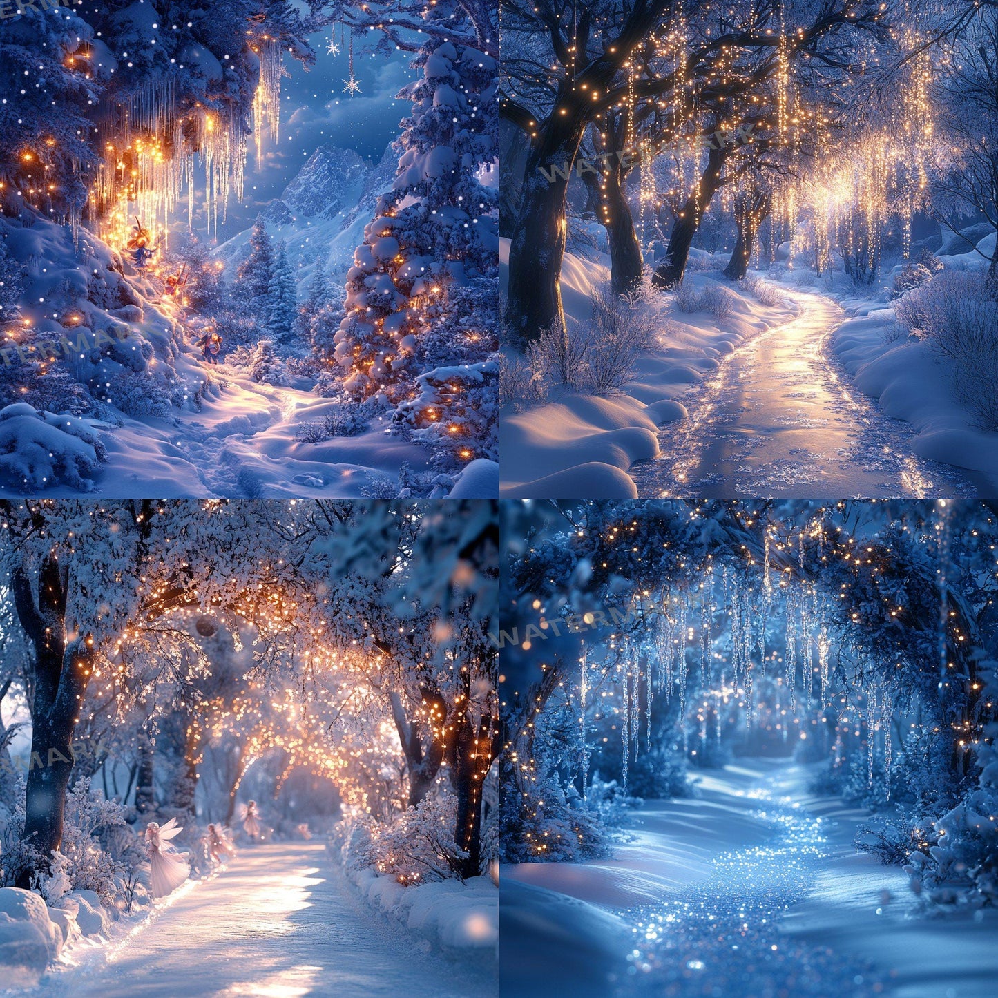 Frosty Fairy Winter Wonderland Digital Backdrops: 1Enchanted Winter Scenes, Photography Composites, Christmas, Xmas - Winter Backdrops