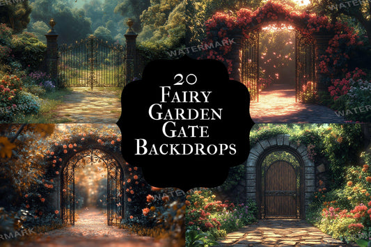Fairy Garden Gate Backdrop: Enchanted Forest Photos, Magical Secret Garden Entrances, Woodland Portal Digital Backdrops, Maternity Backdrops