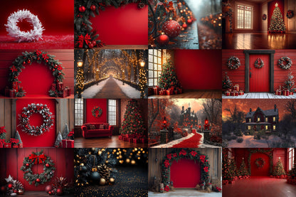 Christmas Backdrop, Digital Backdrop, Santa Christmas Backdrop For Kids Family, Festive Digital Download Christmas Background