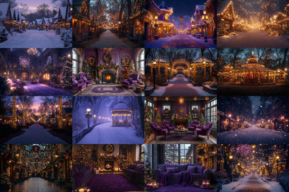 Purple Christmas Backdrops, Christmas Background, Digital Christmas Wallpapers, Photoshop, Photography Backdrops - 3:2 Ratio