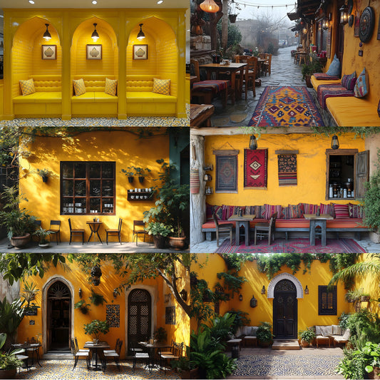 Yellow Middle Eastern Cafe Backdrop Set, Digital Download, Photography Background, Arabian Nights Theme, Exotic Decor, Virtual Photo Booth Prop