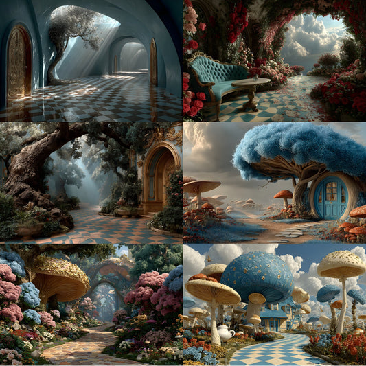 Alice in Wonderland Backdrop Digital Download, Whimsical Background for Photography, Fantasy Photo Prop, Dreamy Party Decor