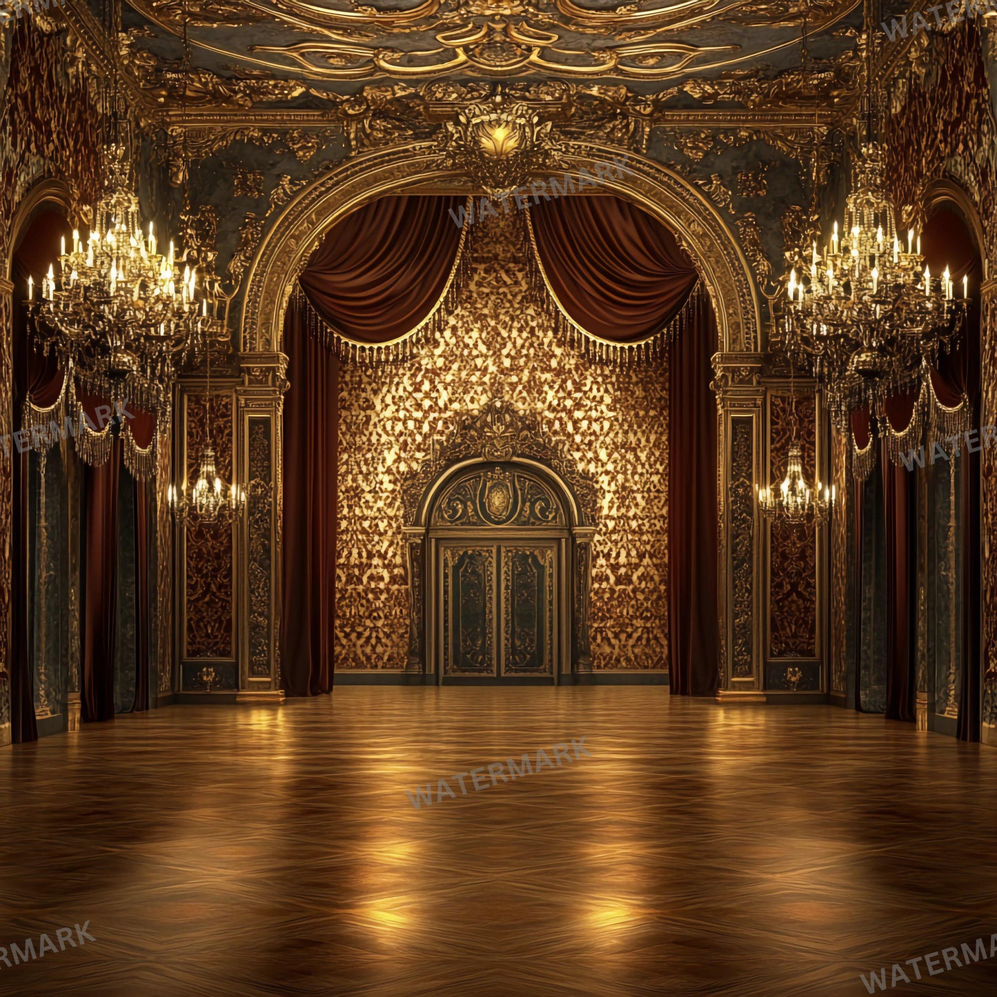 Baroque Stage Backdrops | Ornate Ballroom, Throne Room & Grand Fireplace Scenes | Theater, Musical and Concert Set Design