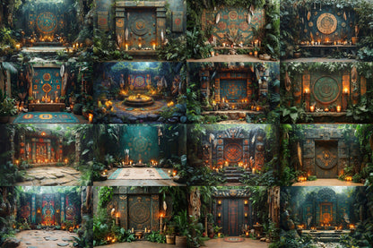 Amazonian Shamanic Ritual Digital Backdrops - 3High-Resolution PNGs for Creative Photography 00x00px Commercial Use