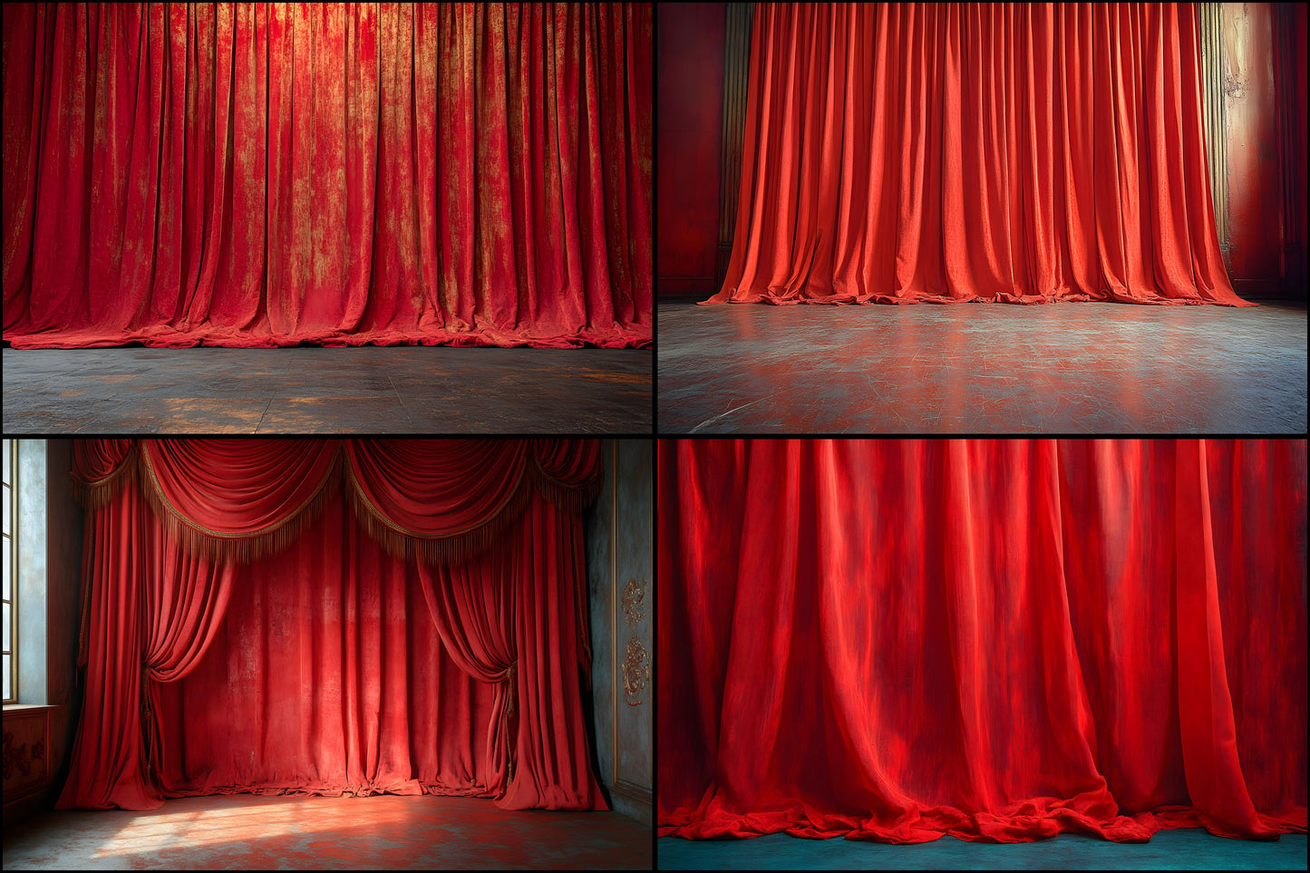 Vintage Red Curtain Backdrop Digital Download, 19s Style Photography Background, for Portrait Photoshoot, Retro Fabric Texture