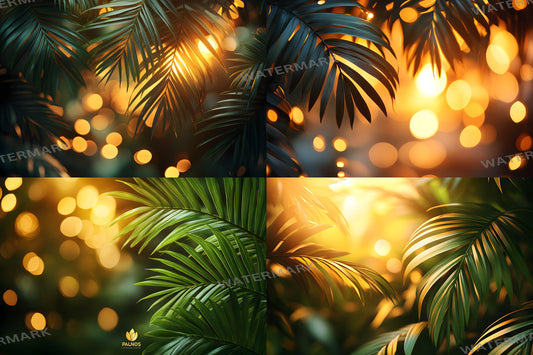 Palm Tree Glow Backdrops | Digital Backgrounds for Photoshop Composites & Cinematic Overlays, Wedding, Maternity Backdrop