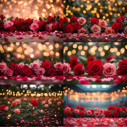 Valentine's Day Backdrop, Rose Garden Background, Digital Photography Prop, Romantic Photo Booth, Floral Portrait, Wedding Scene, Valentine