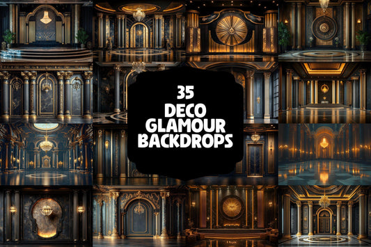 Deco Glamour Backdrops, Art Deco Photoshop Backgrounds, Luxury Overlays, Wedding Backdrop - Maternity Backdrops - Luxury Room Backgrounds