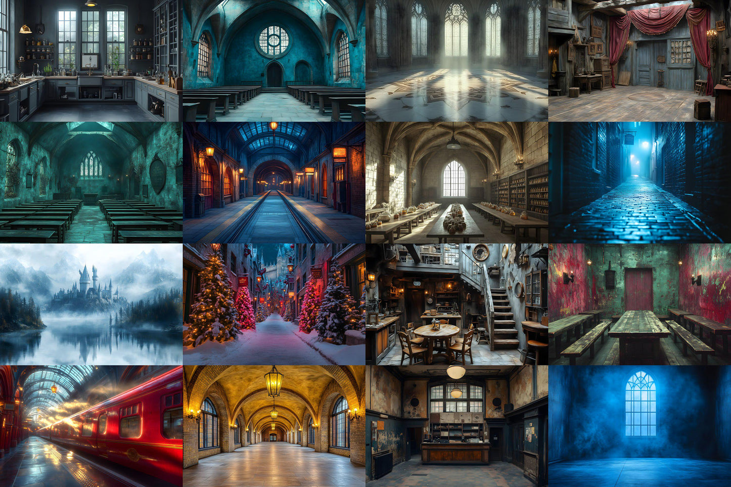 Wizarding School Scene Collection - 9Magical PNG Backdrops for Enchanting Designs - 00x00px Commercial Use Allowed