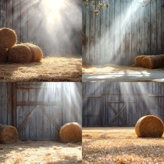 Rustic Barnyard Photography Backdrop, Vintage Farm Scene Digital Background, Photo Prop for Newborns, Kids, and Family Portraits