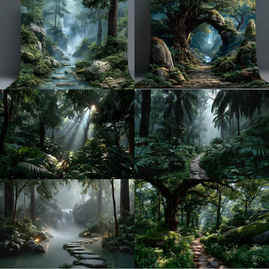 Tropical Forest Digital Backdrop, Lush Greenery Background for Photography High-Resolution Photo Prop, Nature Lover's Dream, Printable Art