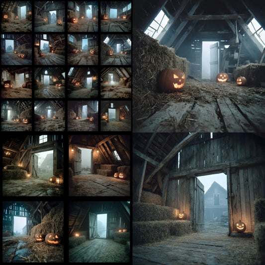 Midnight Abandoned Barn Loft Digital Backdrop, Square Photography Background, Spooky Photo Overlay, Grunge Texture, Eerie Scene, Fantasy Art, SQBD