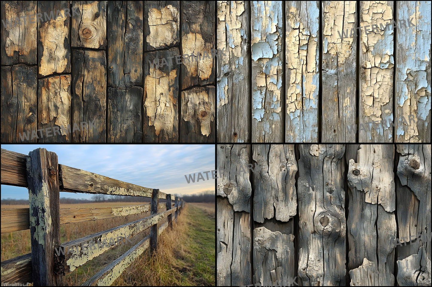 Weathered Wood Fence Digital Backdrop Set, Photography Backgrounds, Rustic Wood Photo Prop, Outdoor Scene, High-Res Images for Composites