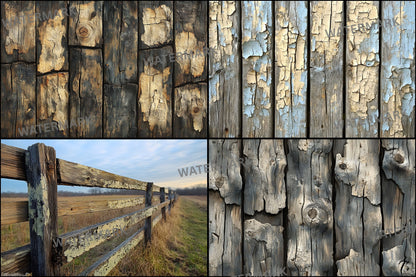 Weathered Wood Fence Digital Backdrop Set, Photography Backgrounds, Rustic Wood Photo Prop, Outdoor Scene, High-Res Images for Composites