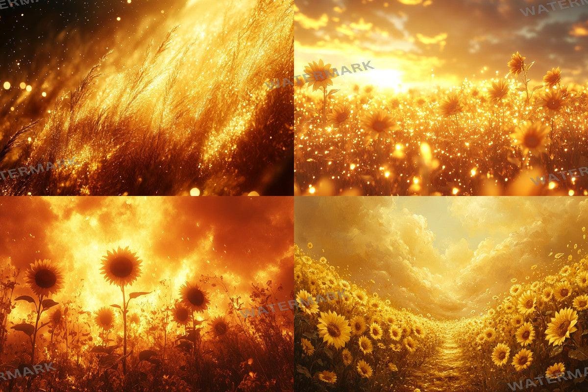 Warm Aesthetic Sunflower Field Glow Backdrops for Photographers  Designers - 00x00px PNGs Commercial Use Allowed