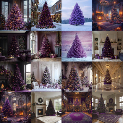 Amethyst Christmas Backdrops | Violet, Purple Christmas Festive Backdrops, Holiday Season Christmas Background