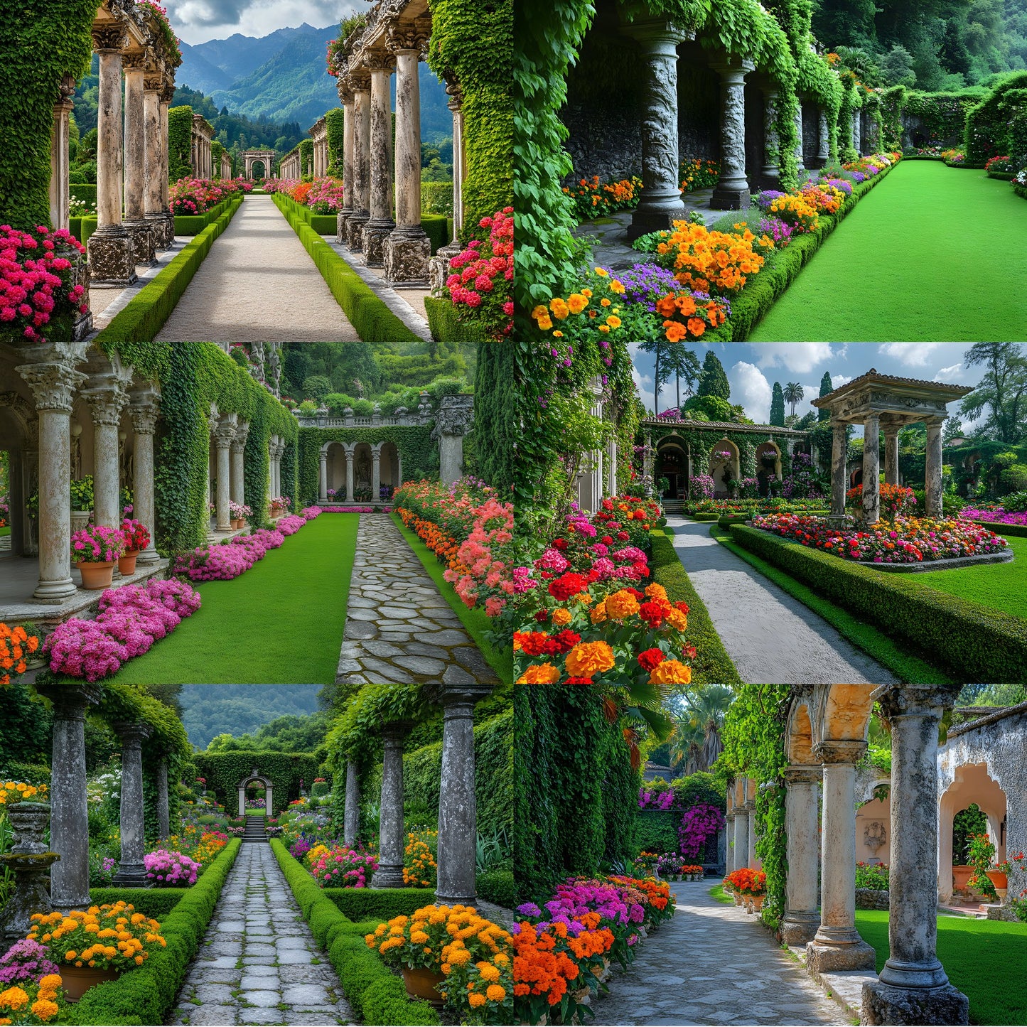 Baroque Garden Stone Columns Digital Backdrop, Photography Background Fantasy Photo Prop, Fine Art Photography