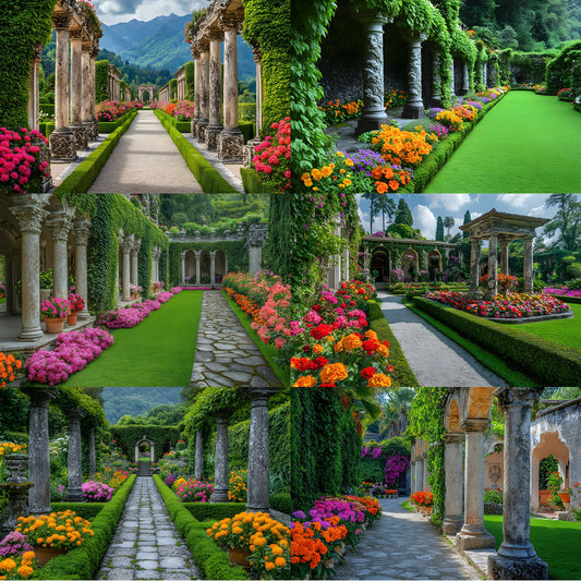 Baroque Garden Stone Columns Digital Backdrop, Photography Background Fantasy Photo Prop, Fine Art Photography