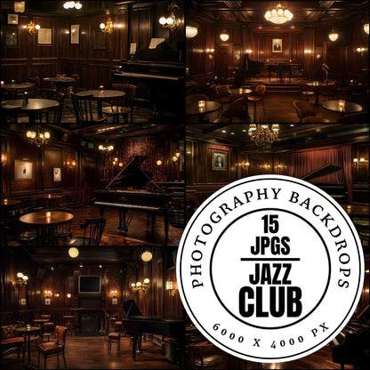 Jazz Club Photography Backdrops - 1JPGs | Speakeasy Digital Backgrounds, Piano Bar Photo Overlays, Moody Interior Studio Props