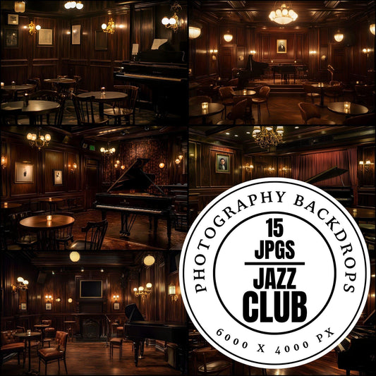 Jazz Club Photography Backdrops - 1JPGs | Speakeasy Digital Backgrounds, Piano Bar Photo Overlays, Moody Interior Studio Props