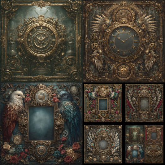 Steampunk Digital Backdrop, Industrial Background for Photography, Fantasy Photo Booth Prop, Image, Unique Rendered Design, SQBD
