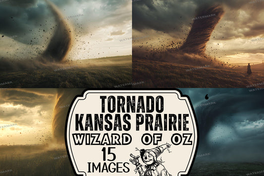 Tornado Kansas Prairie Backdrops - Wizard of Oz Inspired Photography Backgrounds - Dramatic Stormy Scenes | Dorothy Wizard of OZ Backdrops